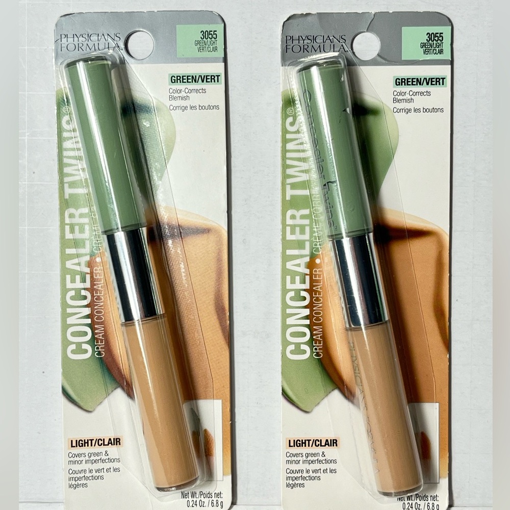 Physicians formula cream concealers twins 3055 green/light color correct blemish